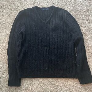 The Limited Black V-Neck Cable Knit Sweater